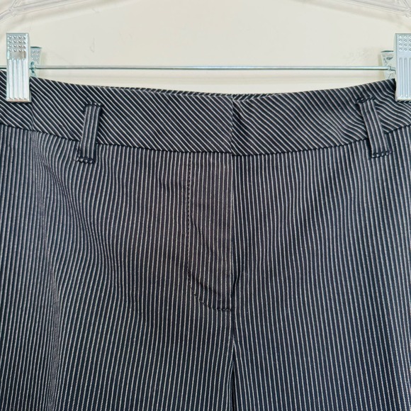 Ann Taylor LOFT Pinstripe Julie Cotton Cuffed Ankle Black Career Trouser Pants 4 - Picture 4 of 9